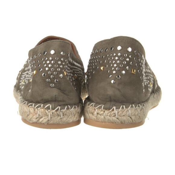 Authentic Valentino Olive Suede Micro Studded Espadrille Flats Size EU 37 US 6.5 - Picture 4 of 6
